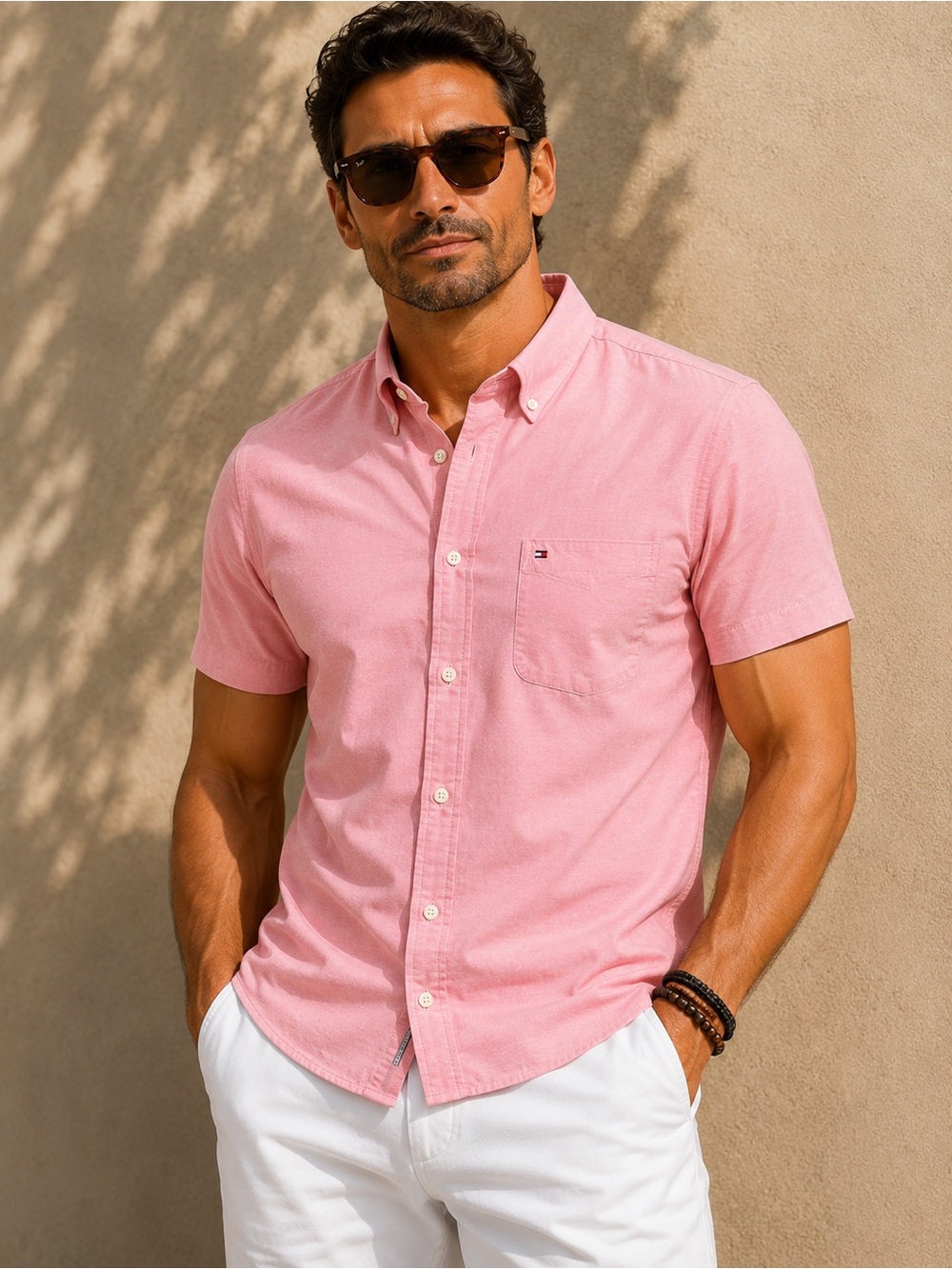 Tommy Hilfiger Men’s Pink Button-Down Oxford Shirt